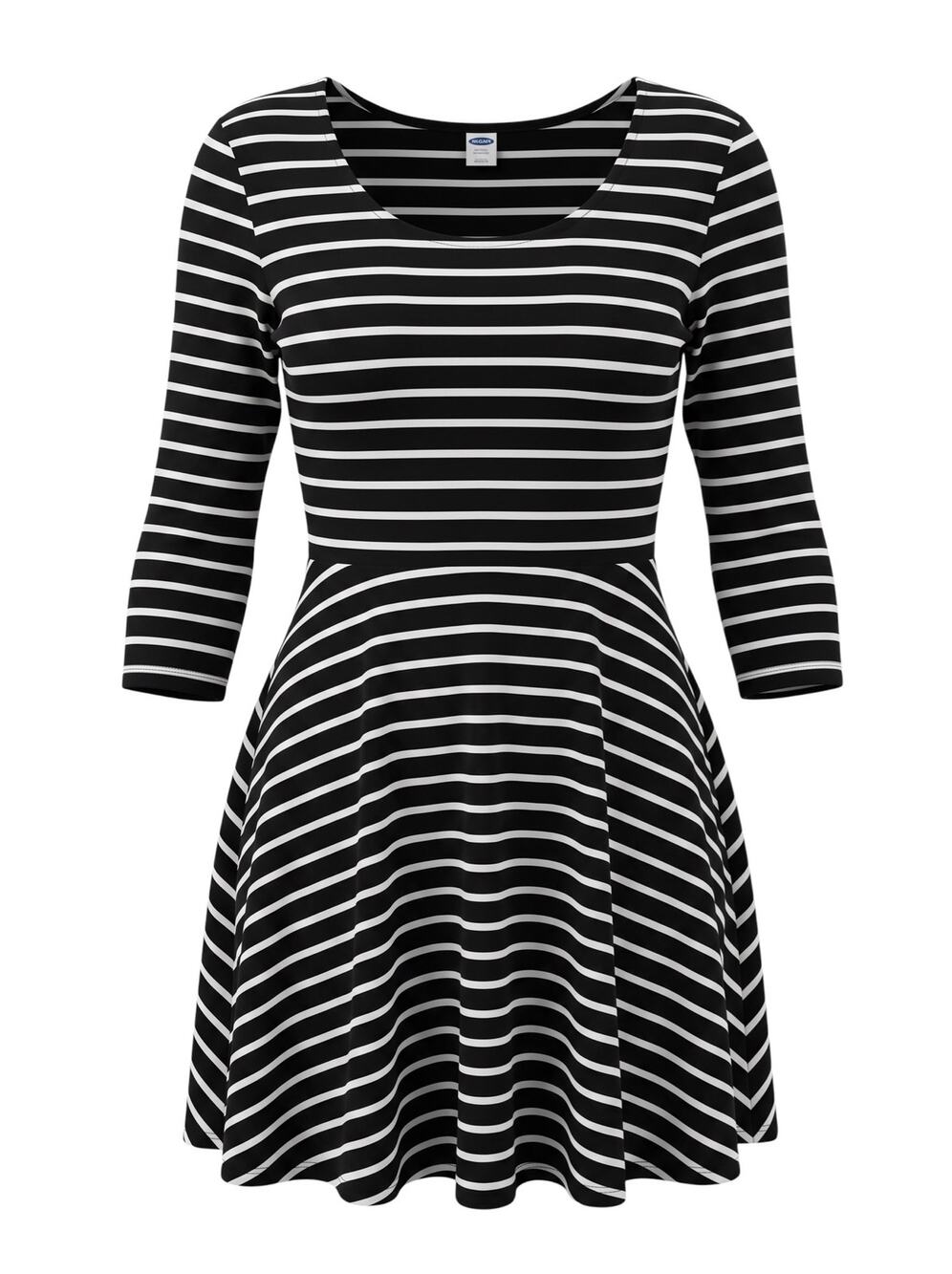 Old Navy Women's XS Black White Striped Fit and Flare Classic Jersey Dress
